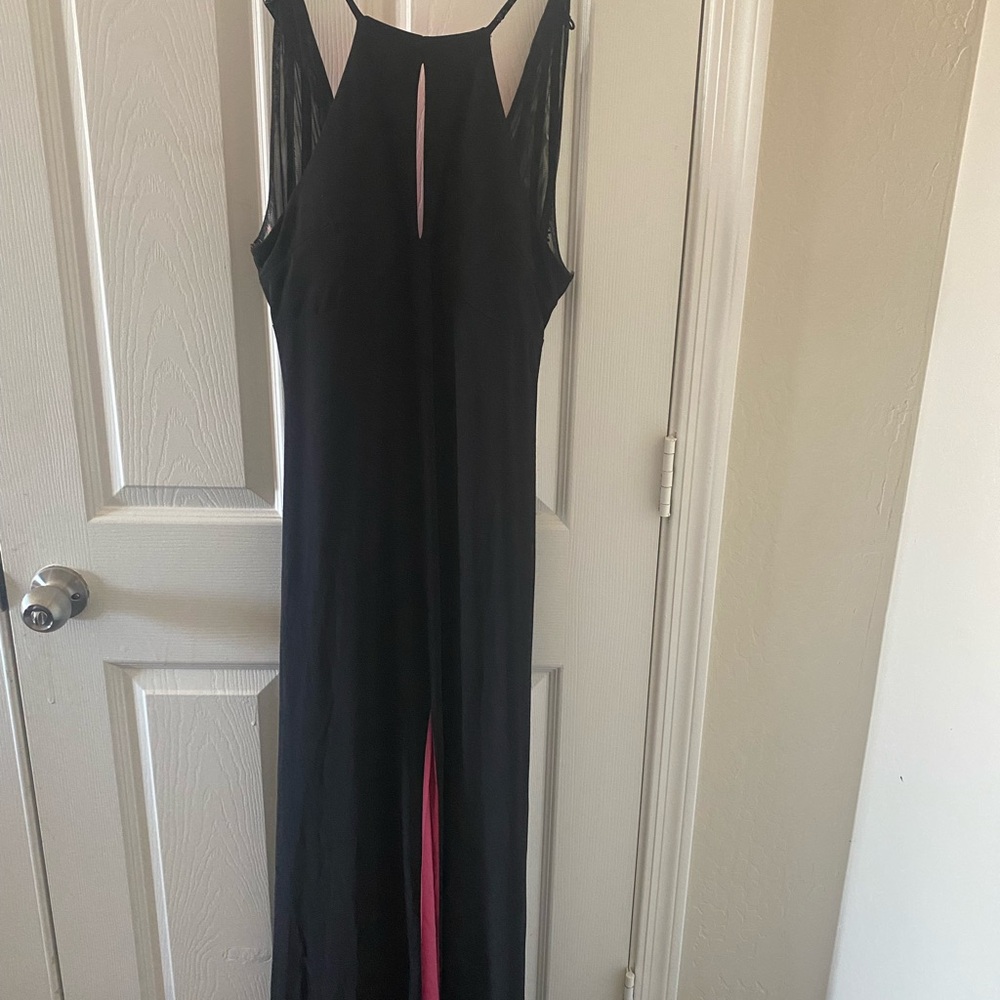 Sequin Hearts Elegant Black Dress with Pink Accent